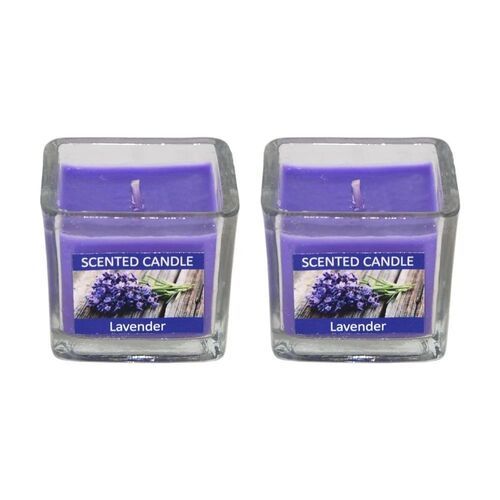 Scented Square Shot Glass Candle Lavender