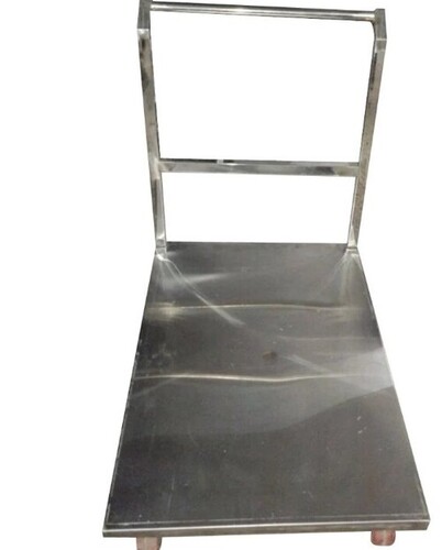 Silver Stainless Steel Platform Trolley - 100x67x90 cm, 300kg Capacity, 4 Wheels, Industrial Use