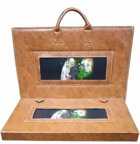 Wedding Album Bag - Leather Standard Size Brown Color | Portable Design Rectangular Shape Printed Care Instructions