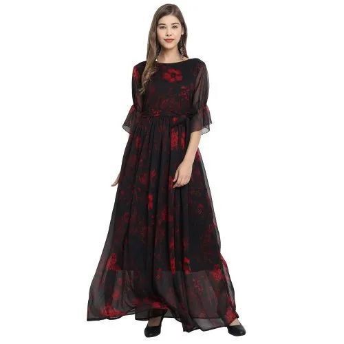 Women Fit And Flare Floral Print Maxi Dress