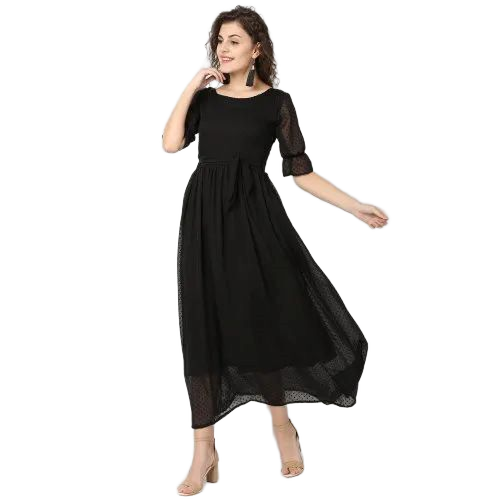 Women Fit And Flare Dress - Lightweight Polyester, Sizes Xs To M, Black |  Premium Quality, Breathable Material, Soft Feel, Adjustable Straps,  Eye-catching Print, Elegant Look, Anti-wrinkle, Washable at 650.00 INR at