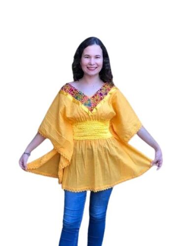 Women Tunic Top - Premium Good Quality Cotton , Trendy Design, Lightweight Feel, Elegant Look, Easy Maintenance, Stretchable Fabric, Versatile Style, Durable Stitching, Slim Fit, Vibrant Yellow Color