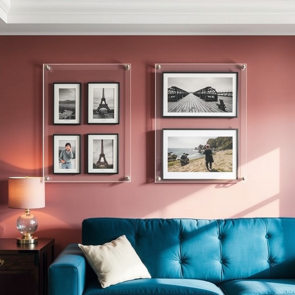 Premium Acrylic Photo Frames - Pristine Acrylic, Square Shape, White Transparent Color | Wall Mounting, Long Lasting Durability, Ideal for Home DÃ©cor and Gift-Giving