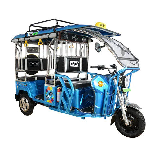 Battery Operated Rickshaw - MS Frame, Upto 500 Kgs Load, 1000 W Motor, Blue Color | 6 Seater Electric Vehicle, LED Head Light, 8 Hour Charging Time, Fiber Roof, Maximum Speed 30