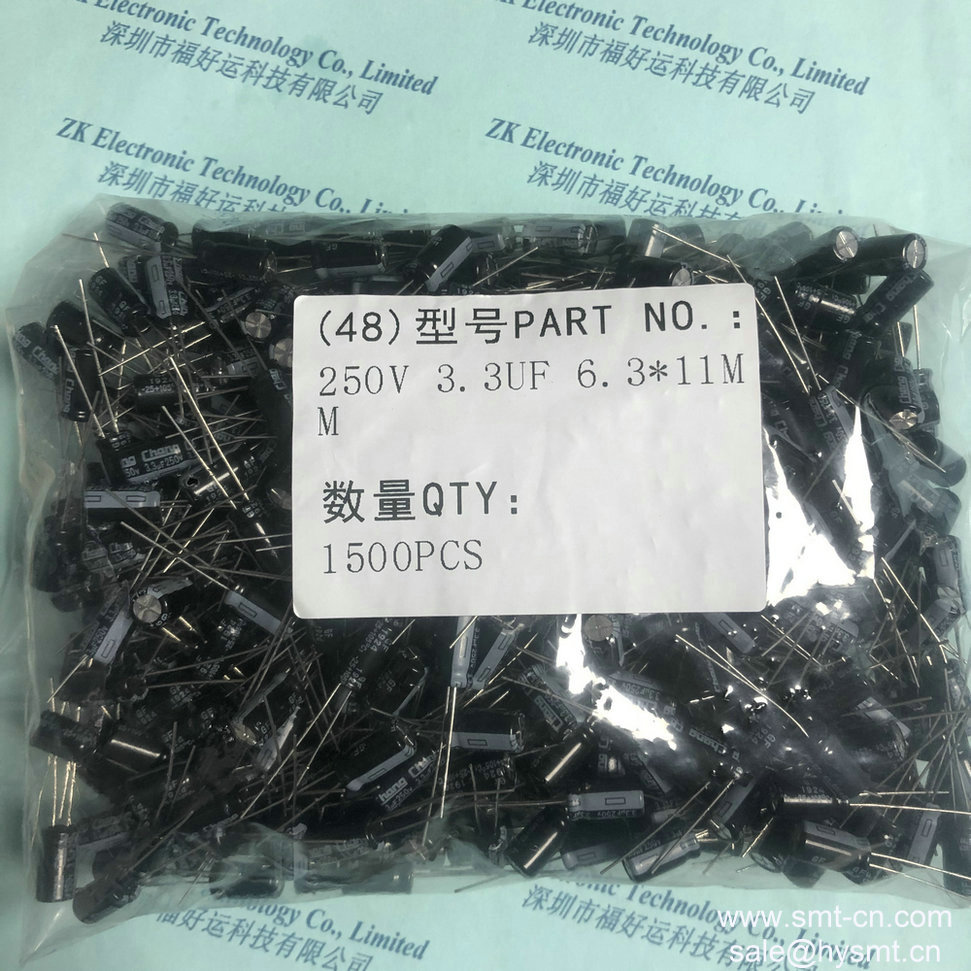 CHANG 250V 3.3UF 6.311MM Capacitor ELET RAD 3.3UF 10% 250V D 6.3, A 9.00, DP 2.5 PTH