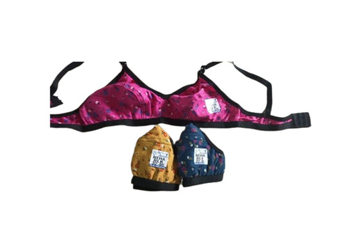 Cotton Printed Bra - Non-Padded, Available Sizes 28-42, Various Colors | Breathable, Skin-Friendly, Easy to Wash, Regular Fit, 3/4th Sleeve