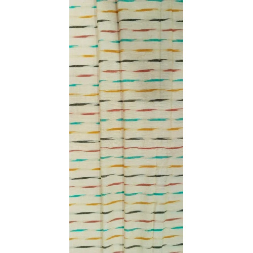 Cream Ikat Cotton Fabric - 250 GSM, 39 Inch Width | Digital Print, Stripe Style, Pure Cotton, Machine Washable, Ideal for Autumn & Summer