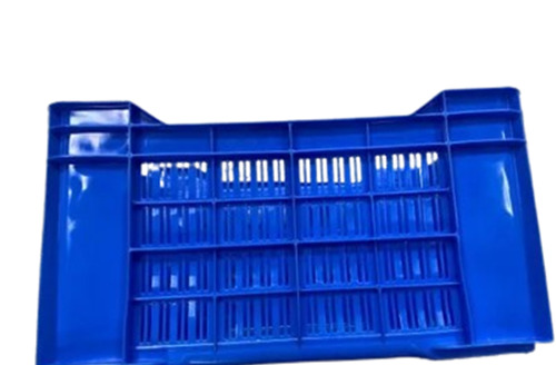 Hdpe Plastic Crates - Polypropylene, 300x200x120 Mm, 15 L Capacity, Blue Color, Industrial Mesh Design
