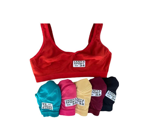 Ladies Hosiery Sports Bra - Non-Padded, Available in Various Sizes (28-42), Plain Colors | Breathable, Skin-Friendly, Full Coverage, Easy to Wash