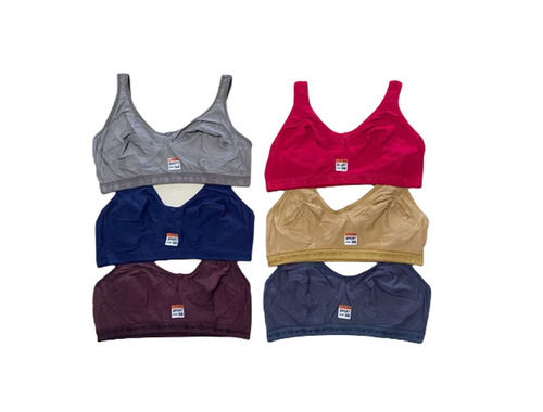 Ladies Sports Bra - Lycra, Available in Various Sizes 28-42 | Breathable, Skin-Friendly, Full Coverage, Easy to Wash, Non-Padded Design