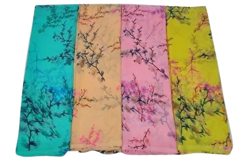 Ladies Printed Georgette Saree - 6.3 M Length with Blouse Piece, Light Weight and Breathable, 100% Pure, Multicolor Pattern for Summer and Winter Party Wear