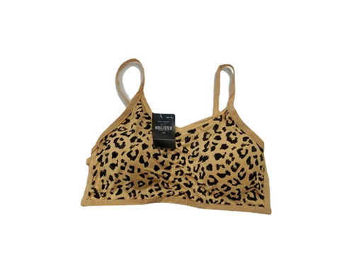 Ladies Sports Bra - Cotton Blend, Size 28-42, Beige & Black, Printed Design - Breathable, Skin-Friendly, Full Coverage, Thick Straps, Sleeveless, Easy to Wash
