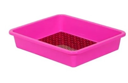 Plastic Tray - Medium Size, Blue, Pink & Green Colors | Versatile Home Use, Durable Material, Lightweight Design