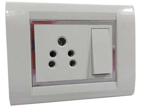 Plastic Power Plug Switch Board - Color: White