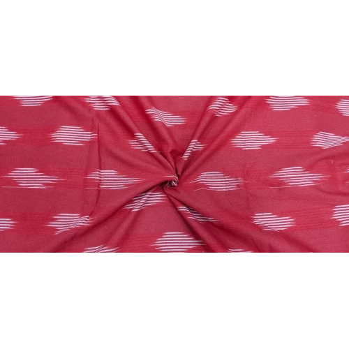 Red Pochampally Ikkat Cotton Fabric