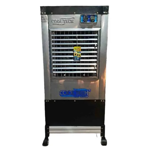 Tower Air Cooler - 70 L Hybrid Pad Cooling, Metal Build, White/Blue/Silver/Black, 50 ft Air Throw, 240V Power, Manual Cleaning, Floor Standing with Caster Wheels