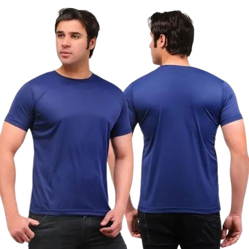 Blue Dri Fit T-Shirts - 100% Poly, Light Weight and Breathable, O-Neck, Plain Pattern, Short Sleeves, Adult Sizes S to XL