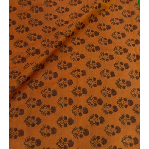 Brown Nizam Border Ajrakh Print Handloom Fabric