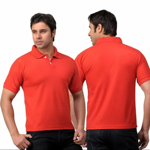 Collar T-Shirt - Poly Cotton Material, Available in Sizes S, M, L, XL, Red Color | Light Weight, Breathable, Very Good Quality, Washable