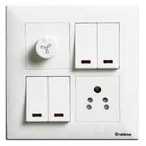 Electrical Switches Board - 4 Switches, 1 Socket | Fancy White Design for Residential and Commercial Use