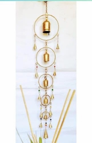 Iron Hanging Decor - 30 Inches Total Height, Golden Color Coated Iron Design | Wall Hanging, Machine Made Surface Finish