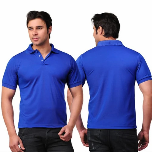 Men's Cotton Polo T-Shirts - Light Weight, Breathable, Short Sleeves, Plain Blue Design | 100% Washable for Adults, Available in S, M, L, XL Sizes