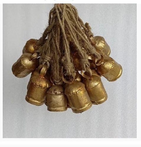 Iron Hanging Cow Bells - 3.5 Inch Size Golden Finish | Lightweight Scratch Resistant Easy to Clean