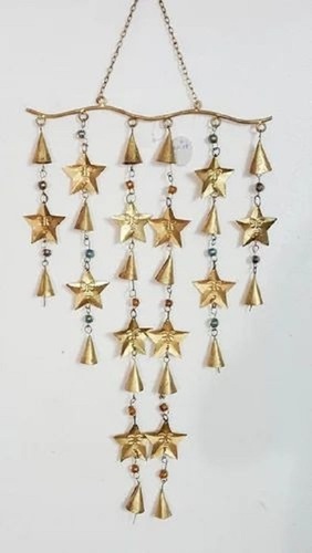 Metal Star Wind Chime - 16 Inch Iron Design, 8 Inch Width, 16 Bells | Rust Proof, Colour Coated, Modern Arts Finish