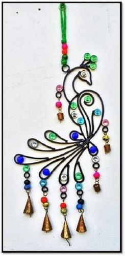 Peacock Shape Iron Wall Hanging - 23 Inch Height, Multicolour Finish | Modern Design, Colour Coated, 1 Hook, Home Decoration