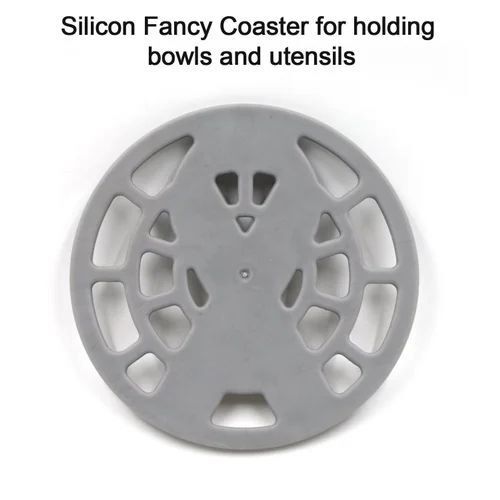 Plastic Round Silicone Fancy Coaster - BPA-Free Grey Plastic Durable Elegant Design Lightweight Scratch Resistant Easy to Clean