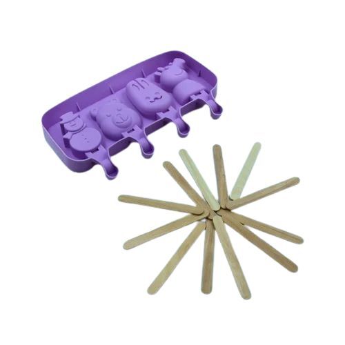 Plastic Silicone Popsicle Molds - BPA-Free Flexible Material Black Color Easy Release with Non-Stick Surface Dishwasher Safe 3 Cavity Variety Shapes