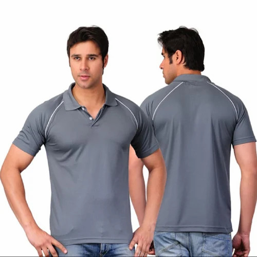 Polyester Plain T Shirt - Light Weight Breathable Grey Color | 100% Purity Polo Collar Short Sleeves Available in Sizes S M L XL