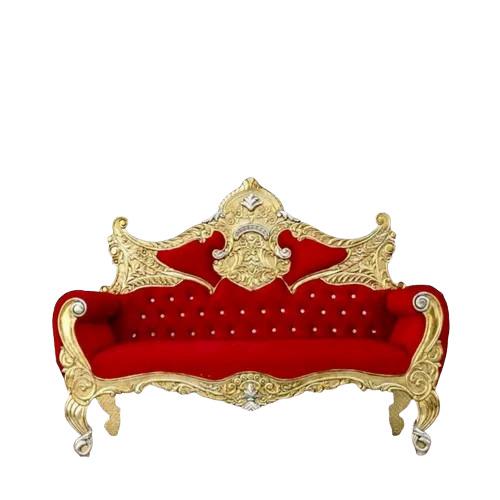 Red Wedding Couple Sofa - Premium Quality Wooden & Metal, 69''L x 56''H x 29''W, Antique Red Design, Eco-Friendly Finish