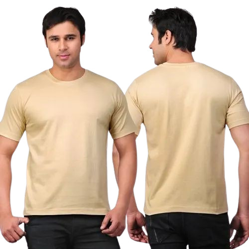 Round Neck T Shirts - Cotton, Size S-XL, Light Yellow, Short Sleeves, O-Neck | Very Good Quality, 100% Washable, Lightweight and Breathable