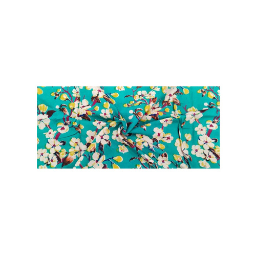 Sea Blue Floral Printed Kalamkari Silk Fabric - 100% Silk, 39 Inch Width, 190 GSM | Machine Washable, All-Season, Textured Print