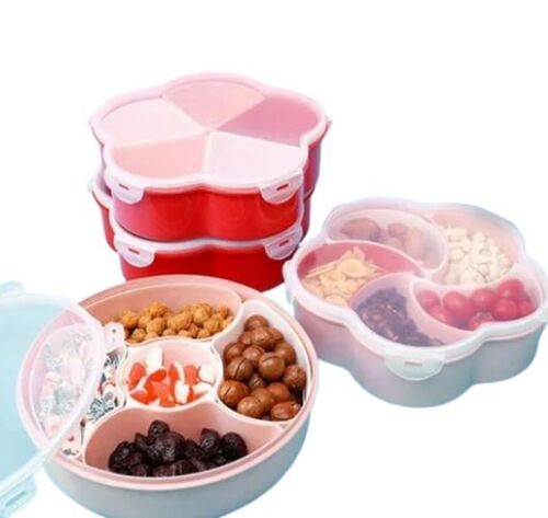 Storage Box For Snacks And Candies - BPA-Free Plastic Lightweight Build Round Shape | Easy Release Compartments Durable Stackable Design