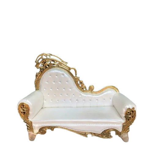 White Designer Wedding Sofa - Premium Quality Metal Frame Golden Finish | Antique Appearance Perfect for Weddings and Events Size: 69'' x 56'' x 29''