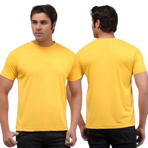 Dri Fit Poly T-Shirts - Light Weight Breathable Fabric O-neck Collar Plain Yellow Color Available in S-M-L-XL Sizes Short Sleeves for Men