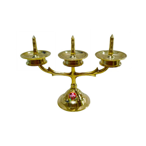 Brass Kavara Kerala Vilakku Diya - 800 Grams, Golden Polished Finish | Durable Metal Craftsmanship, Religious Hindu Design