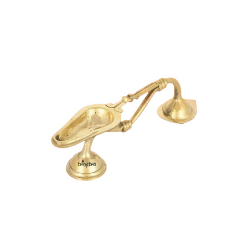 Brass Garud Temple Diya - 5 Inch, Polished Finish | Golden Metal Durability, Indian Religious Theme