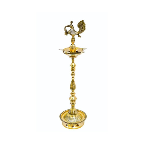 Brass Kuthu Vilakku Mahabharath Peacock Lampu Diya