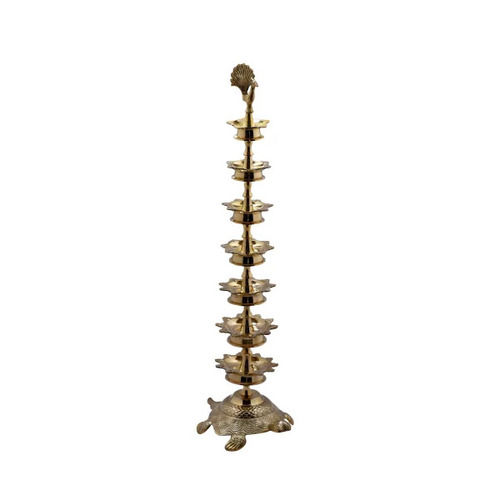 Brass Step Peacock Diya Stand