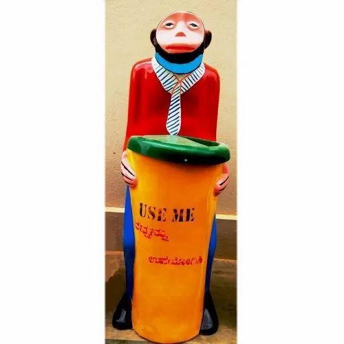 FRP Monkey Dustbin - 60L Capacity, Optimum Quality, Color Coated Green & Yellow | Ideal for Playgrounds