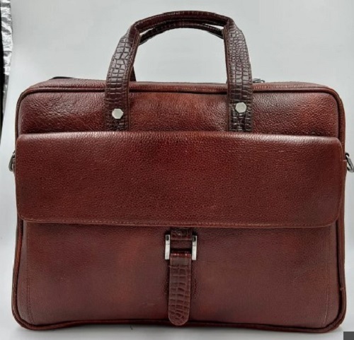 Office Plain Leather Bag - Leather, Various Sizes Available, Various Colors | Light Weight, Spacious, Easy to Carry, Zipper Closure