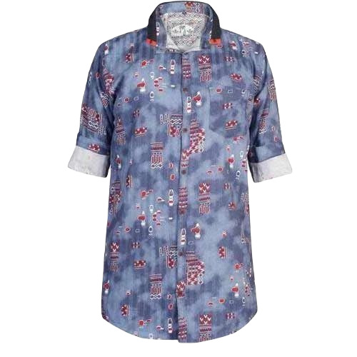 Printed Mens Shirts - Satin Fabric, Regular Fit Sizes S to XL, White Color | Breathable, Light Weight, Full Sleeves for All Seasons