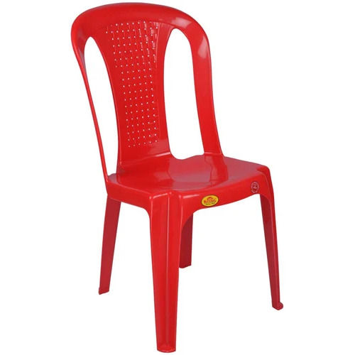 Red Plastic Armless Chair