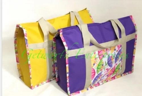 Rexine Printed Shopping Bag For Women - Rexine Material, Various Sizes Available, Multiple Color Options | Lightweight, Easy to Carry, Spacious Design, Zipper Closure