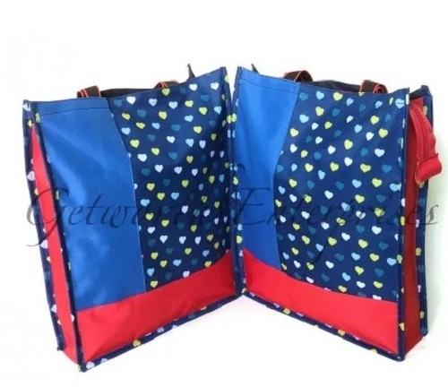 Rexine Zipper Printed Shopping Bags