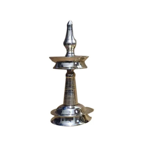 Antique Round Brass Diya - 0.5 Feet Polished Silver Finish | Durable, Washable, Ideal for Pooja