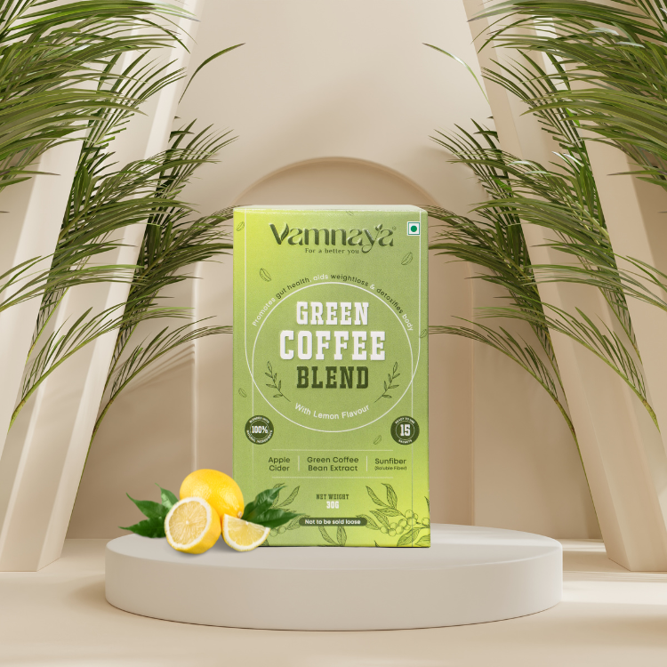 Vamnaya Green Coffee Blend with Sunfiber & Apple Cider Supports Weight Loss, Gut Health & Energy Boost - 2 Variations (Lemon and Tulsi Extract)